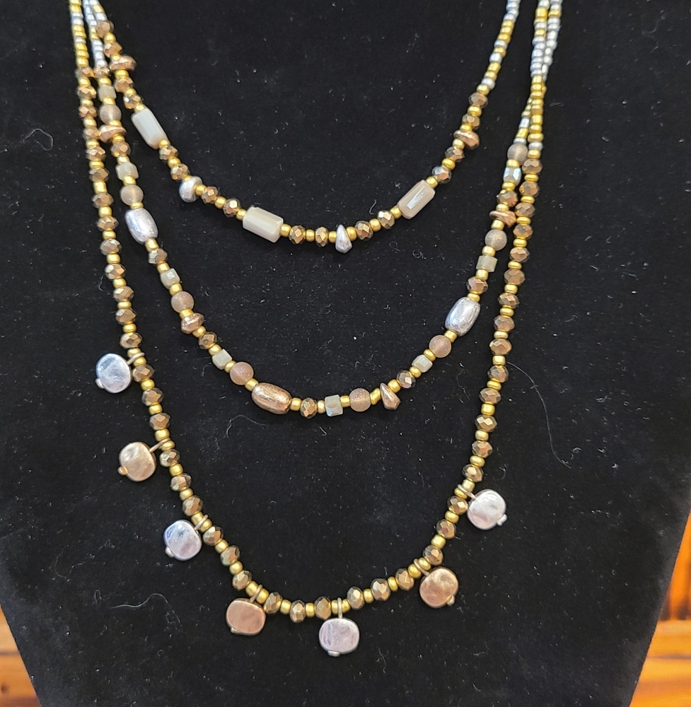 Park Lane Knight Gold and Cream Layered Necklace